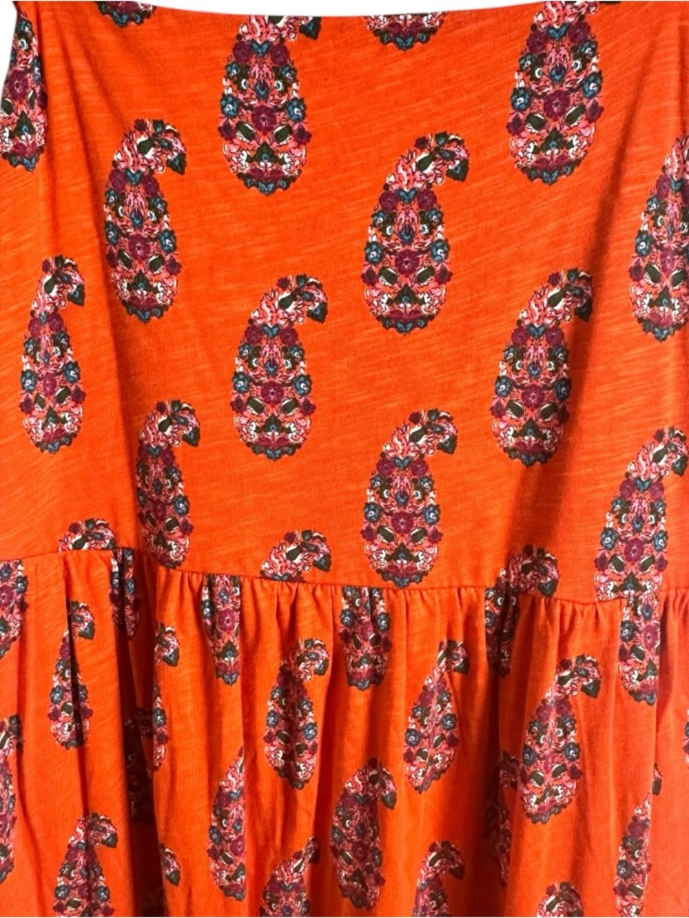 Boden Orange Paisley Print Maxi Dress Size 4 Spaghetti Strap Tiered Sundress - Picture 3 of 7